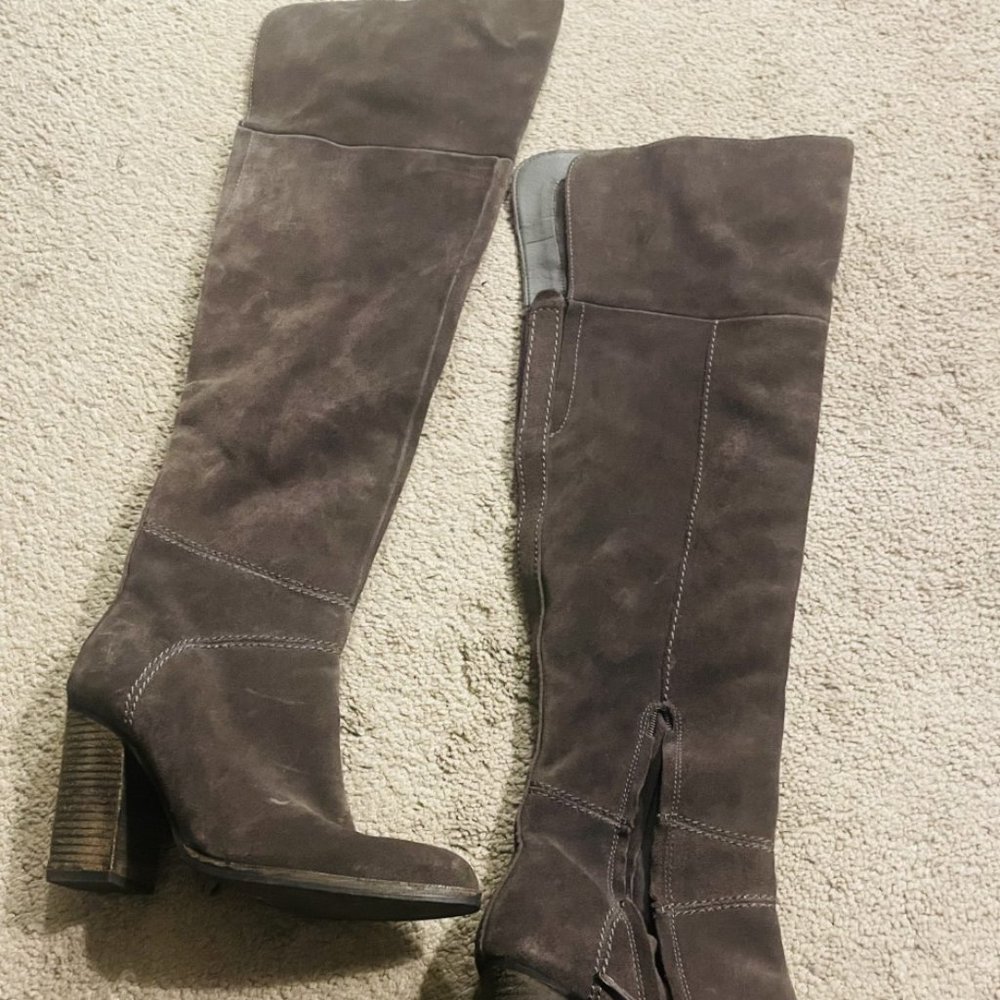 Dolce Vita Grey Suede boots over the knee